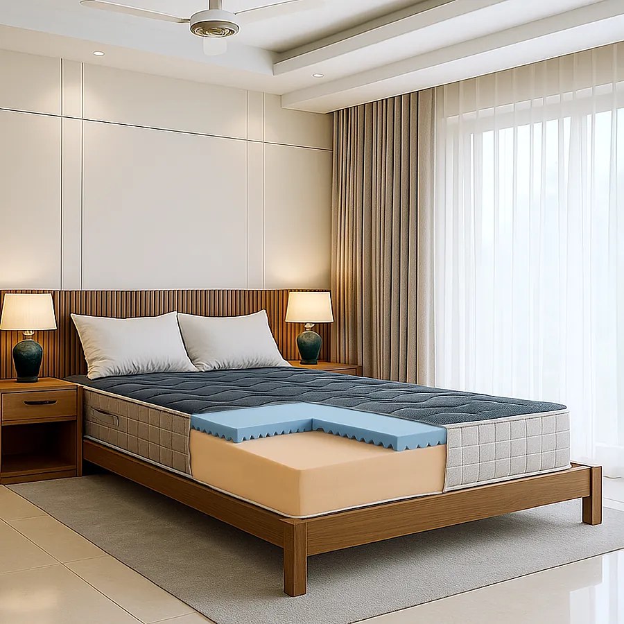 Materac francuski 140x200 Memory Foam 9 stref H25 cm Ortopedyczny Oddychający Hipoalergiczny