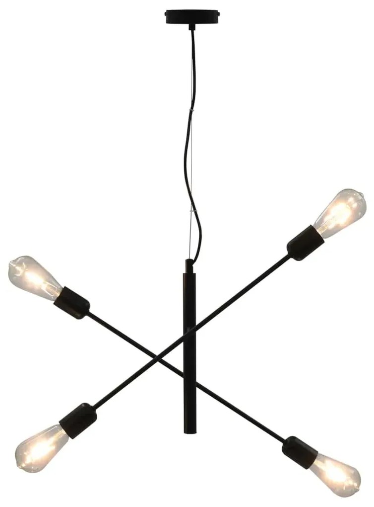 Czarna ruchoma lampa wisząca z żarówkami - 4X EX82 N2-W13