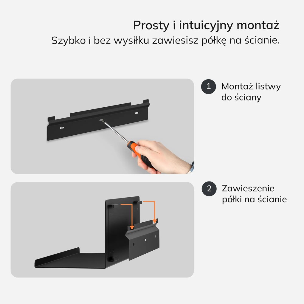 Półka wisząca JOANNE 400 mm, czarna