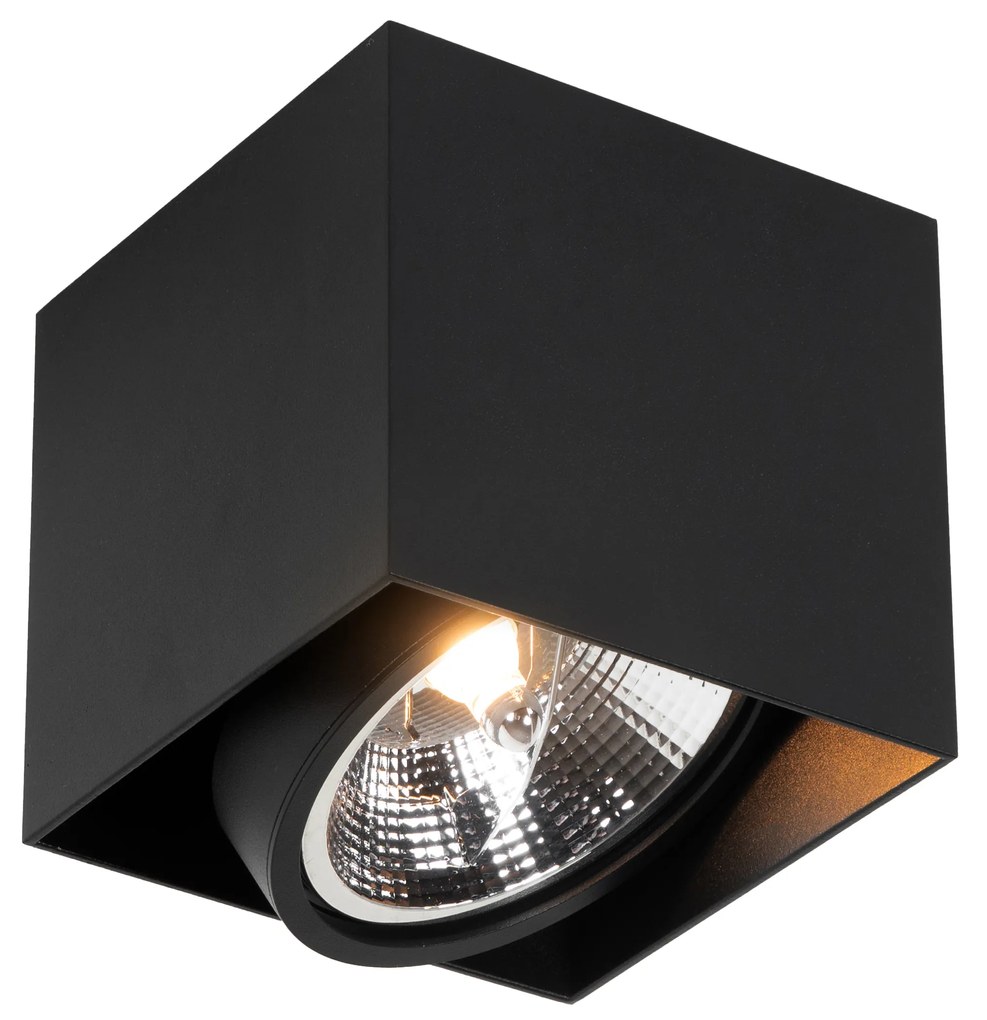 Designerski reflektor czarny kwadratowy AR111 - BoxDesignerski Oswietlenie wewnetrzne
