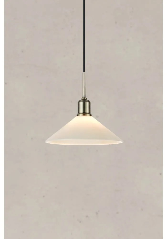 Lampa wisząca w kolorze mosiądzu z białym szklanym kloszem ø 25 cm Vela – Markslöjd