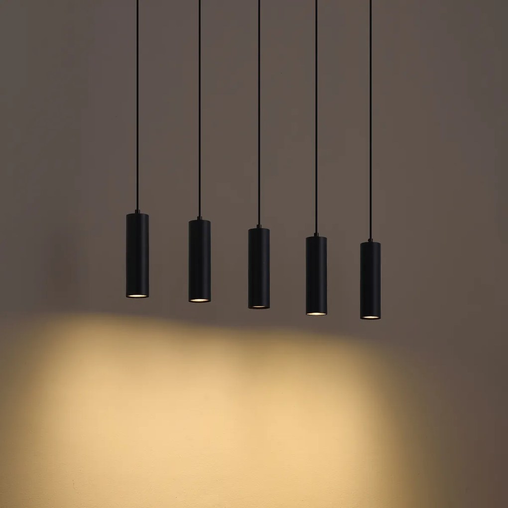 Nowoczesna lampa wisząca czarna 5-punktowa - Jeana