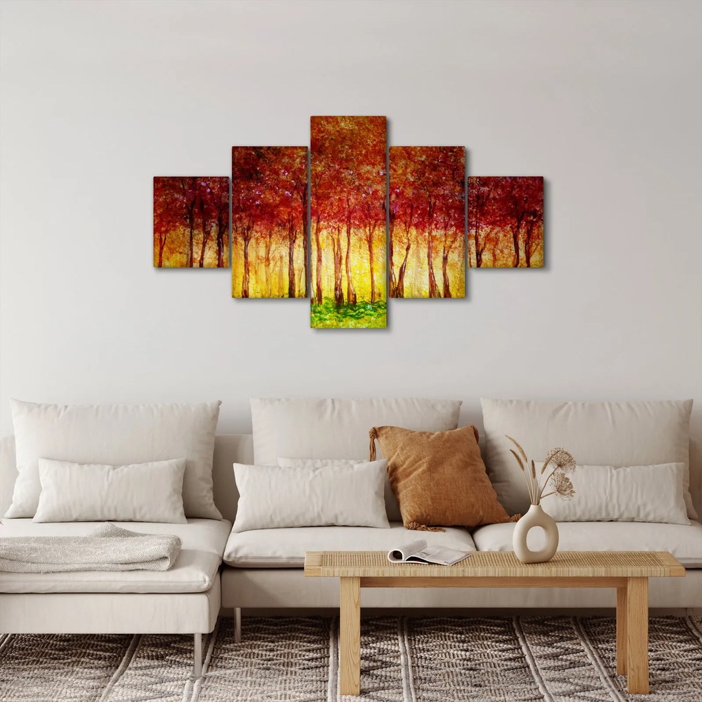 Obraz - Malowanie lasu liściastego (125x70 cm)