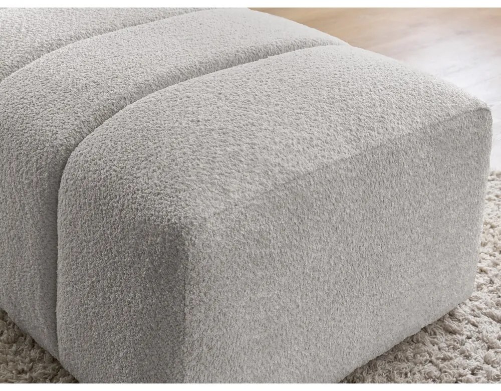 Jasnoszary podnóżek z materiału bouclé Annecy – Bobochic Paris