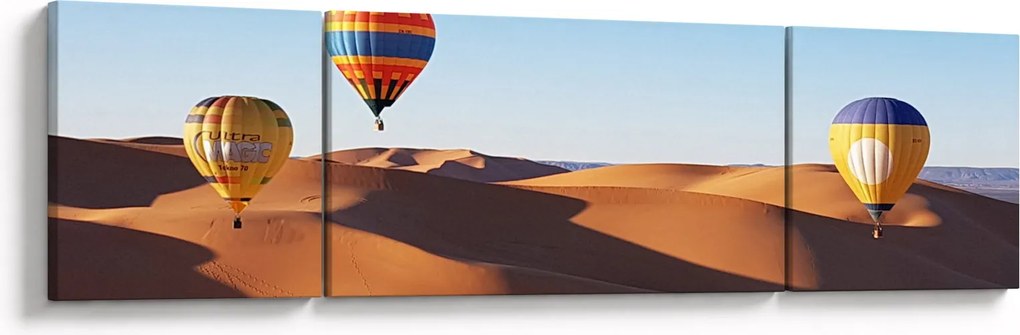 Obraz - latające balony na pustyni (170x50 cm)