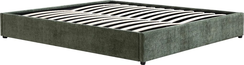 Stelaż ze skrzynią  140 x 190 cm z tkaniny teksturowanej - Zielony - FIRMEO od YSMÉE