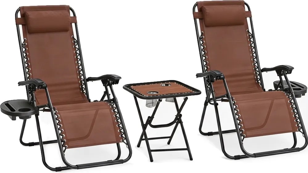 Zestaw 2 leżaków ogrodowych ze stolikiem Malibu TDC2503, kolor brązowy