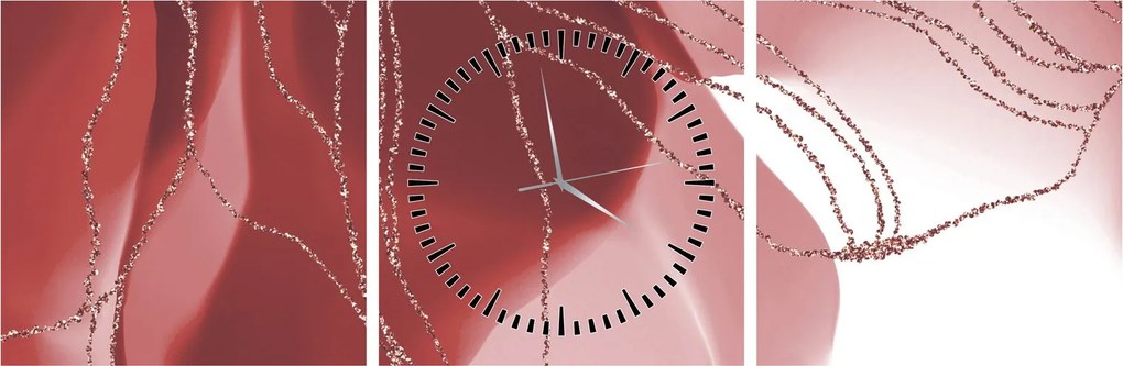 Obraz - Czerwony abstrakcyjny kwiat N⁰1 (z zegarem) (90x30 cm)