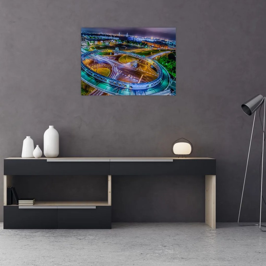 Obraz - nocna panorama miasta (70x50 cm)