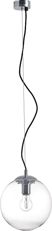 Lampa sufitowa OXY klasyczny i ponadczasowy styl - g?. ø25 cm x wys. 150 cm - E27 40W - przezroczysta kula ø25 cm - stal i chrom