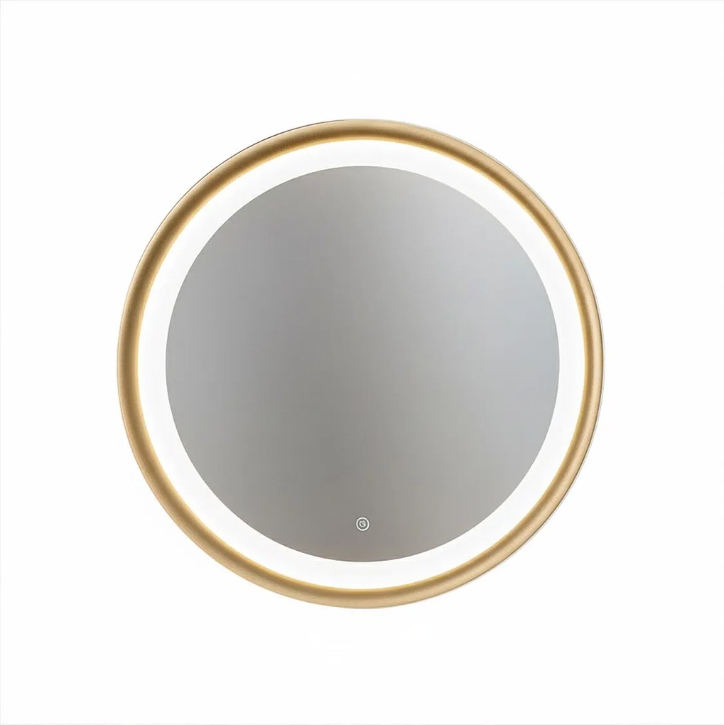 Lustro Mirò LED Ø60 cm, 58W, szczotkowane złoto, sufitowa i ścienna, 3000K, nowoczesny design