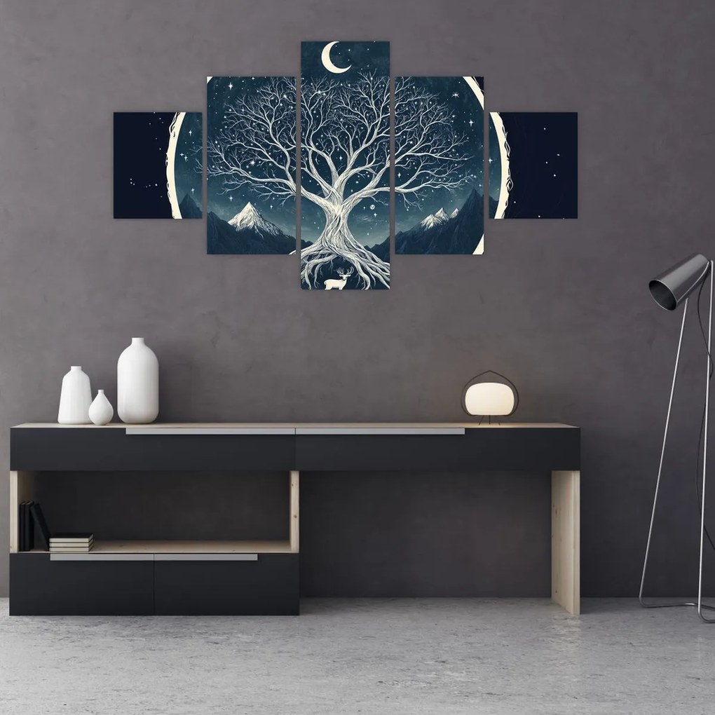 Obraz – Magiczne drzewo z jeleniem II. (125x70 cm)