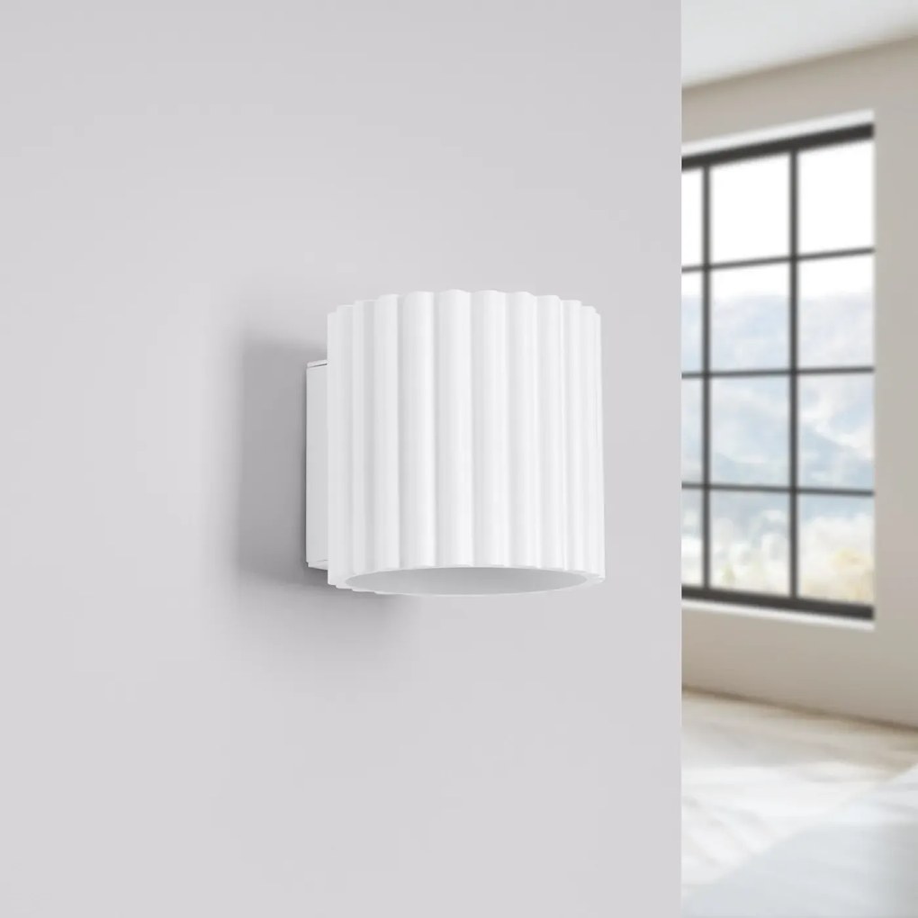 Kinkiet AURA biały G9 ryflowany SOLLUX  LIGHTING