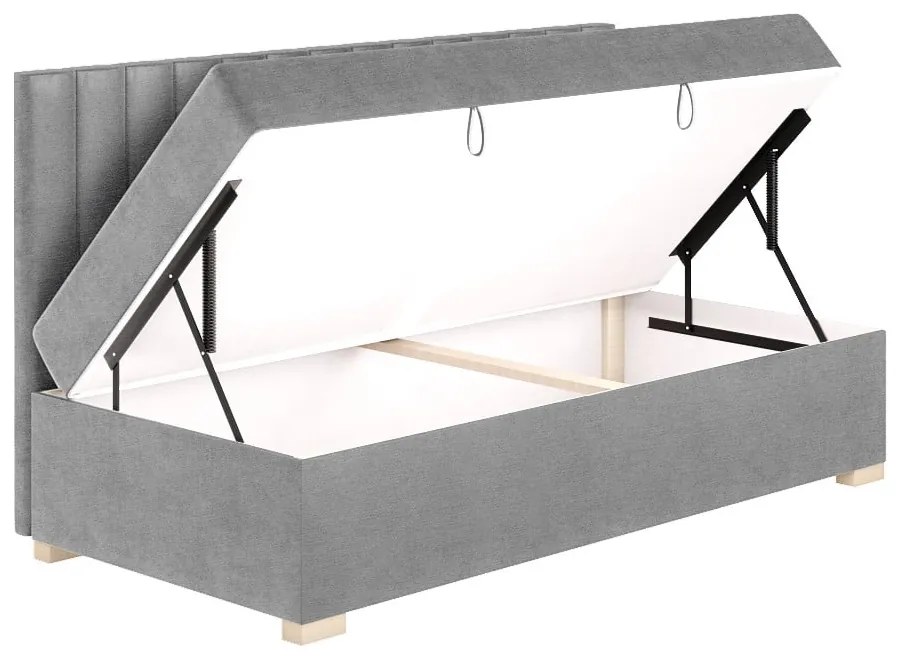 Szare łóżko dziecięce ze schowkiem i materacem 90x200 cm Chill – Ghado