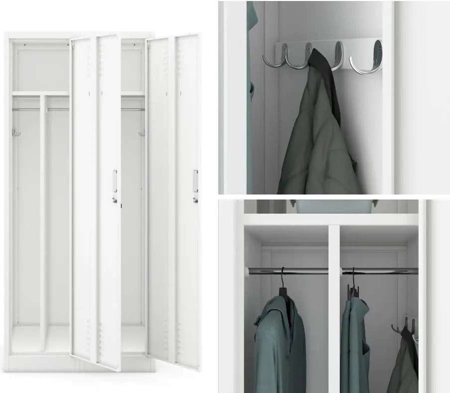 Szafa socjalna czterokomorowa Kacper 80x50x180 cm, biała