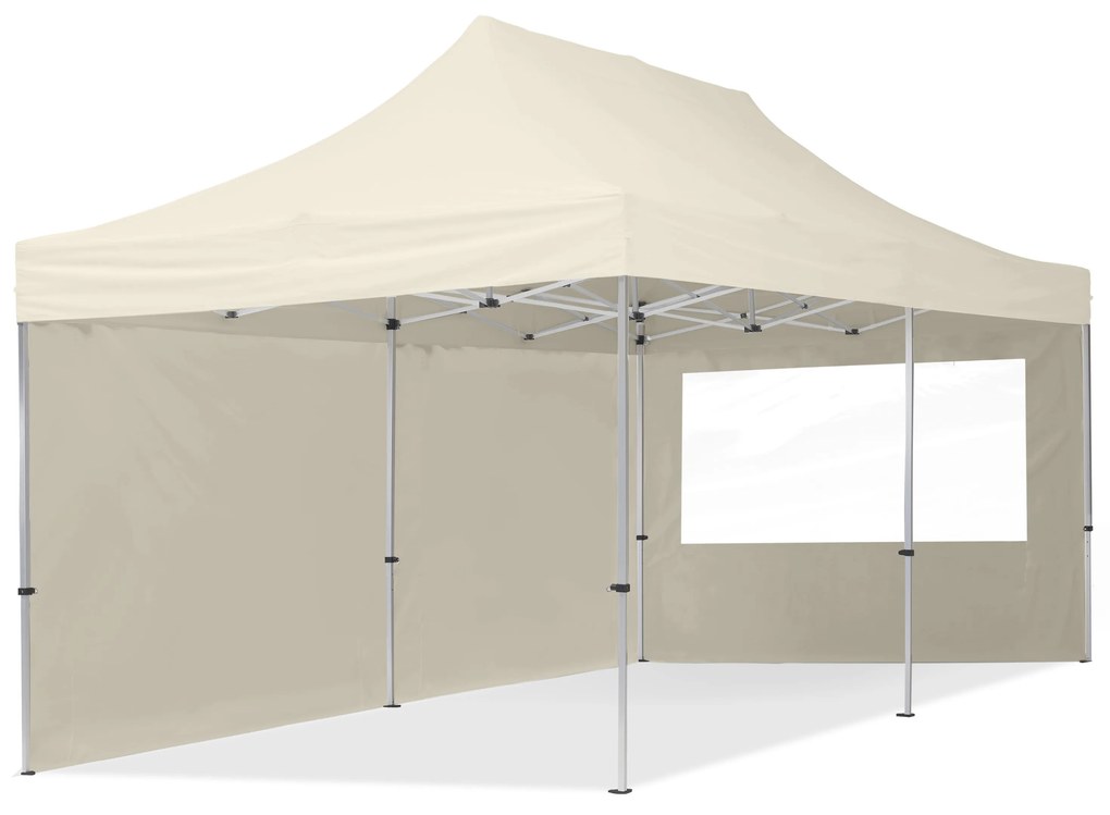 TOOLPORT 3x6 m Namiot Ekspresowy, ECONOMY Alu 32mm, ze ścianami bocznymi, okna panoramiczne, kremowy - (59022)
