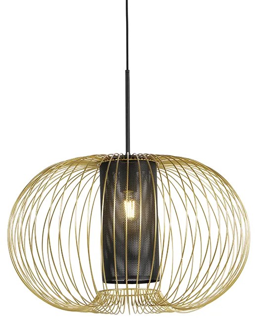 Designerska lampa wisząca złota z czarnym 60cm - MarnieDesignerski Oswietlenie wewnetrzne