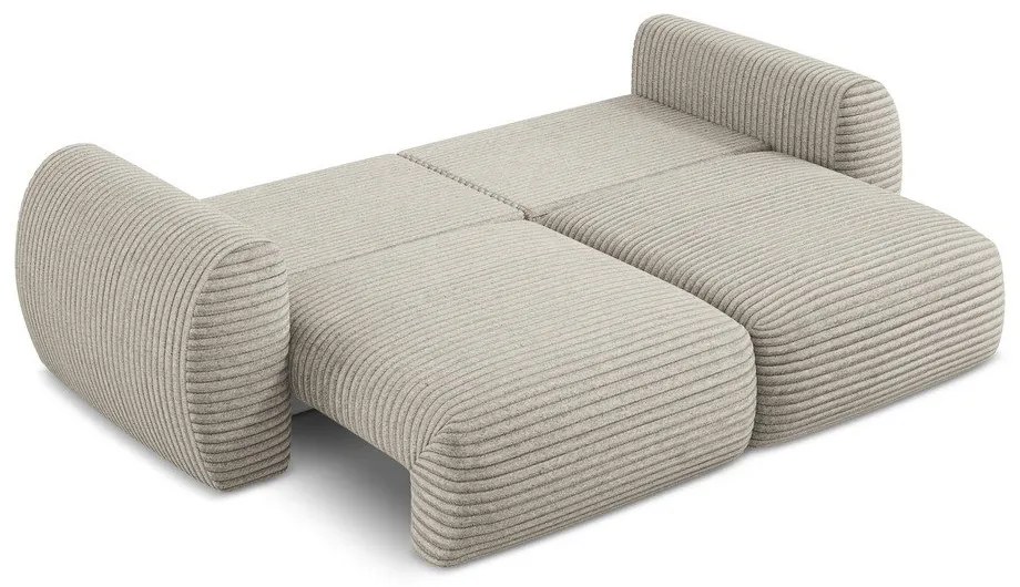 Jasnobrązowa sztruksowa rozkładana sofa ze schowkiem 266 cm Kini – Makamii