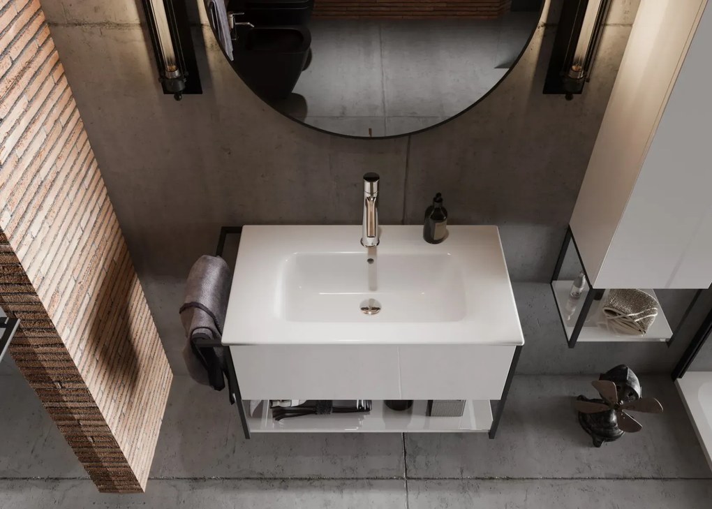 Szafka pod umywalkę LOV 80 cm biały połysk KROFAM