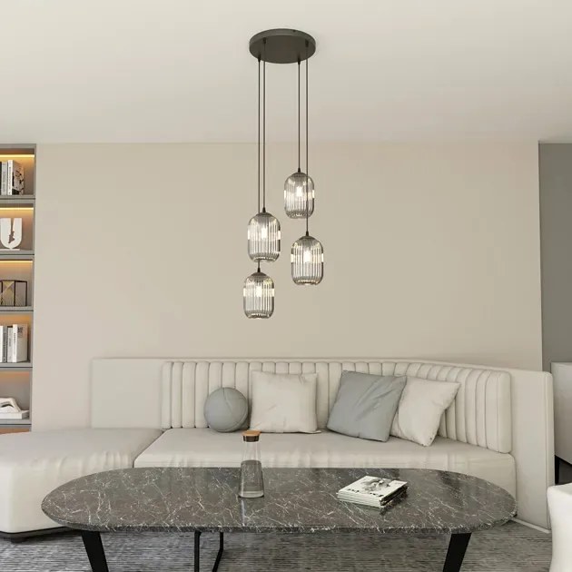 Nowoczesna lampa wisząca z grafitowymi kloszami - 5X D165 A6-T88