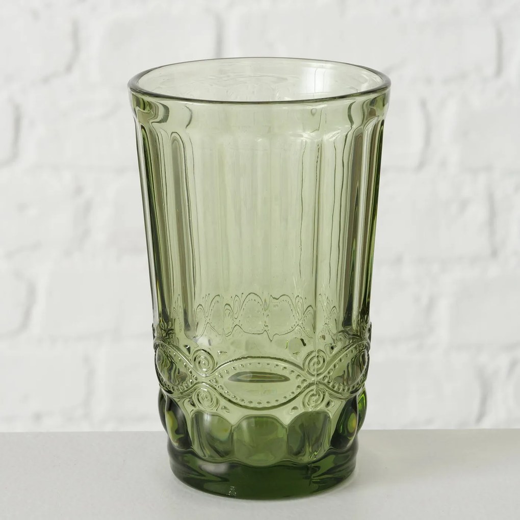 Ozdobna szklanka z zielonego szkła, AURORA, 300 ml