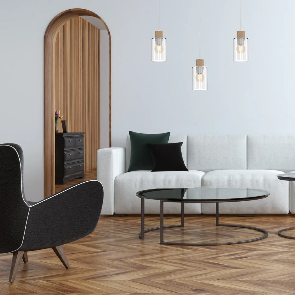 Lampa wisząca MADERA 3xE27, potrójny, na listwie 3 klosze