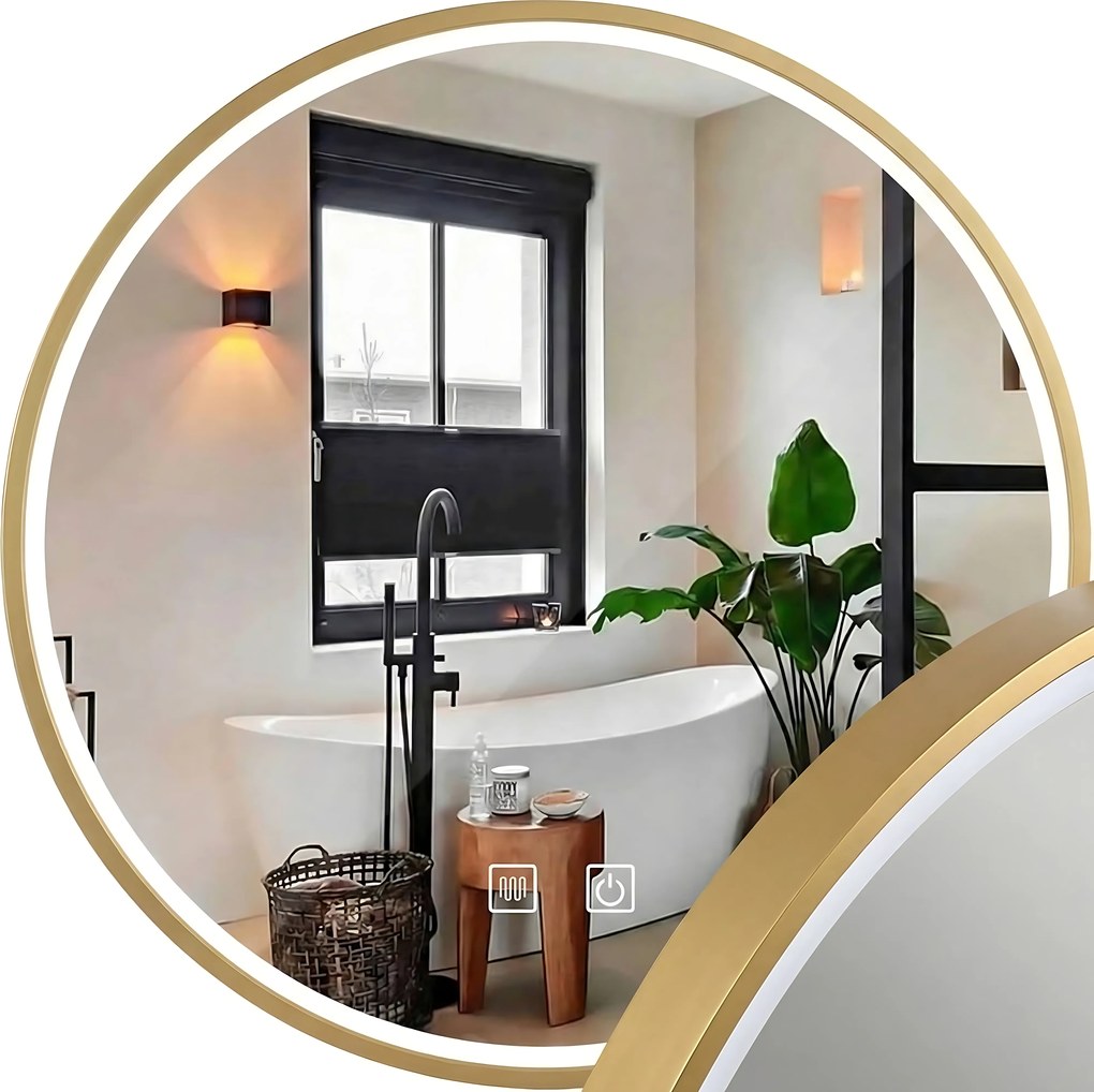 LUSTRO ŚCIENNE LED 90cm MMJ Złote Szczotkowane