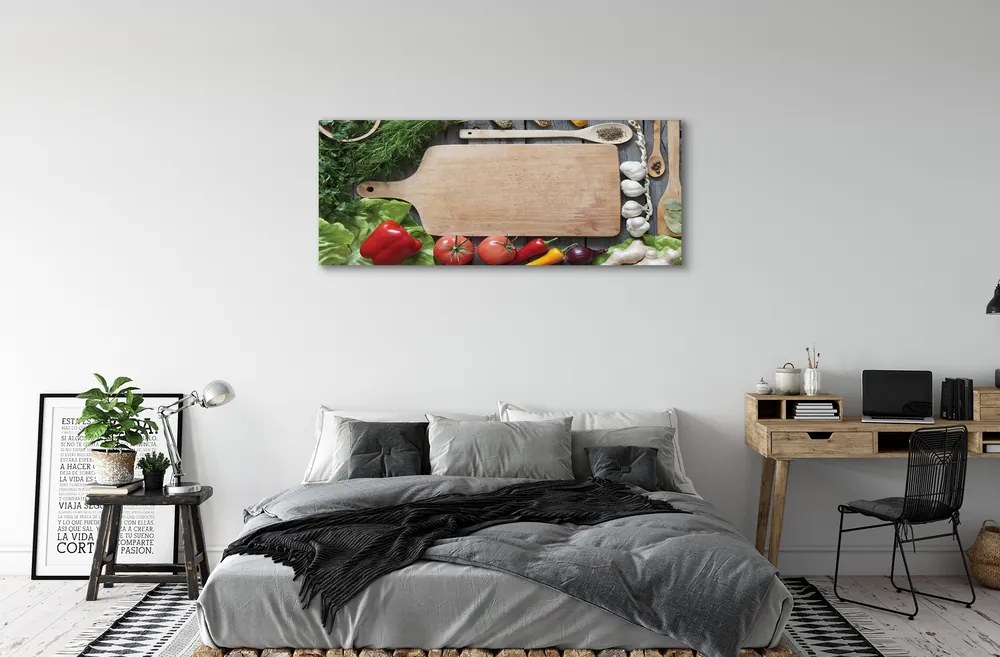 Fotoobraz na płótnie Przyprawy na Drewnianej Desce