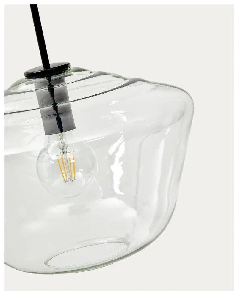 Czarna lampa wisząca ze szklanym kloszem ø 34 cm Mao – Kave Home
