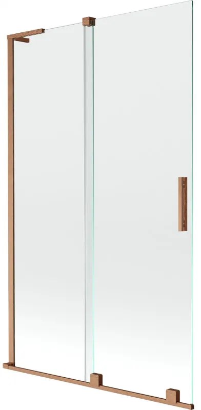 Mexen Velar L parawan nawannowy 2-skrzydłowy rozsuwany 110 x 150 cm, transparent, miedź szczotkowana - 896-110-003-01-65