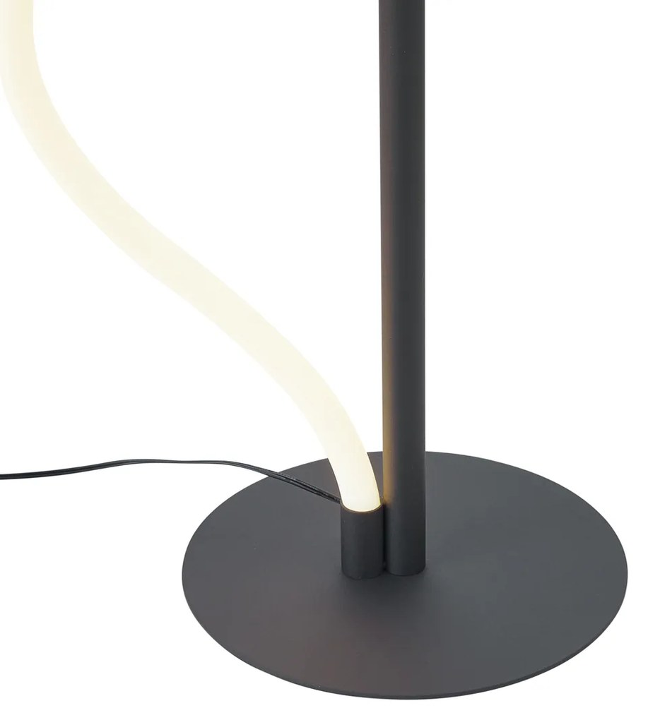 Nowoczesna lampa podłogowa czarna z wbudowaną diodą LED z 3-stopniową regulacją ściemniania - Twirl Nowoczesny Oswietlenie wewnetrzne