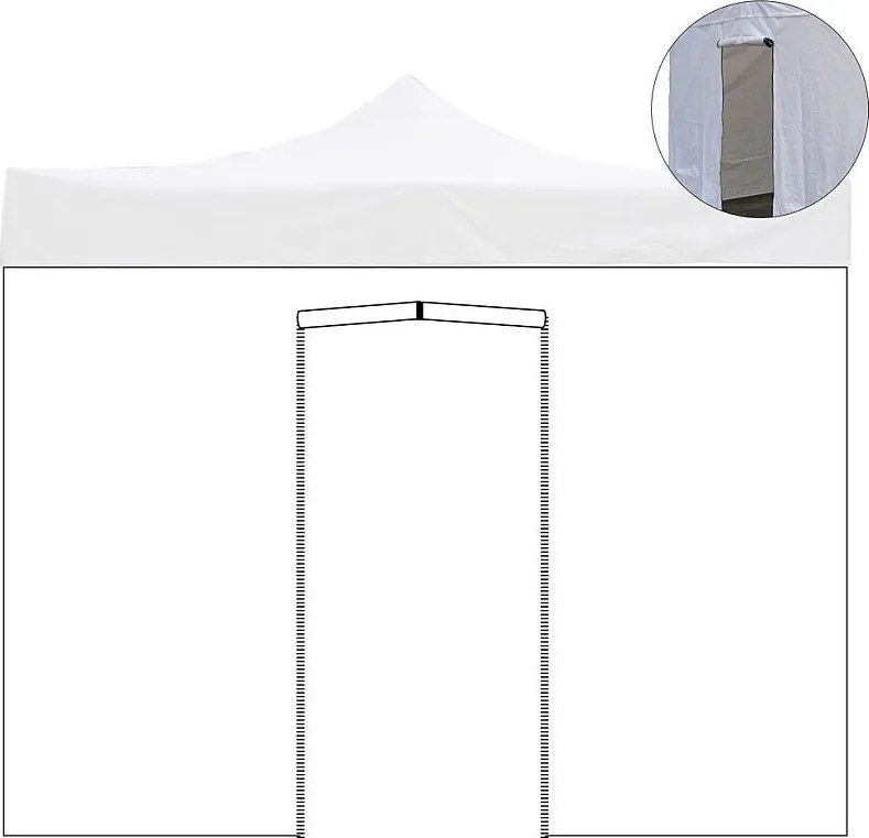 3x2m biała wodoodporna osłona boczna z drzwiami rolowanymi do altanki składanej Market-Pro