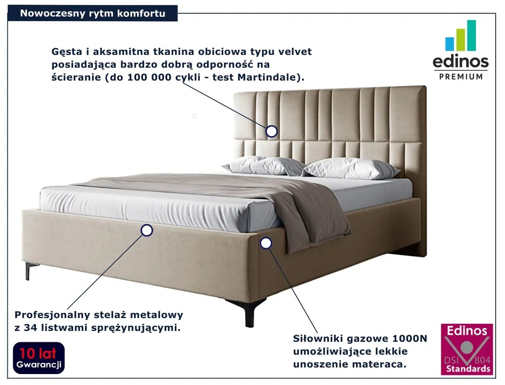 Beżowe tapicerowane łóżko welurowe 4 rozmiary R2-G04