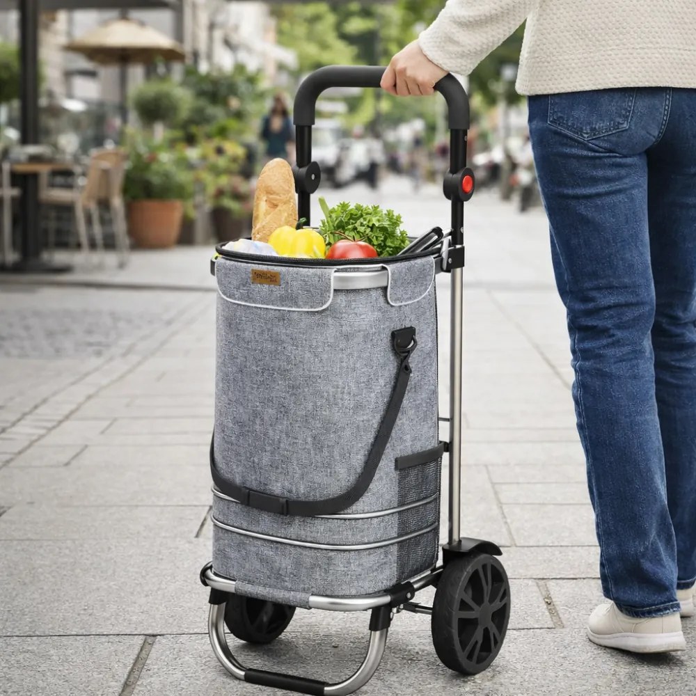 Torba na zakupy na kółkach EASY, 50l, szara Monzana