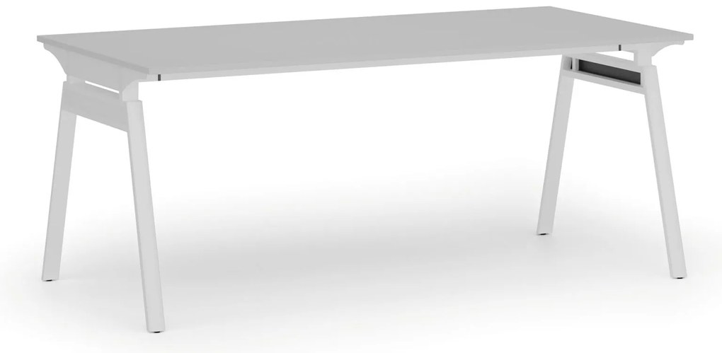 Biurko PRIMO SIGMA, 180x90 cm, biała podstawa, szary