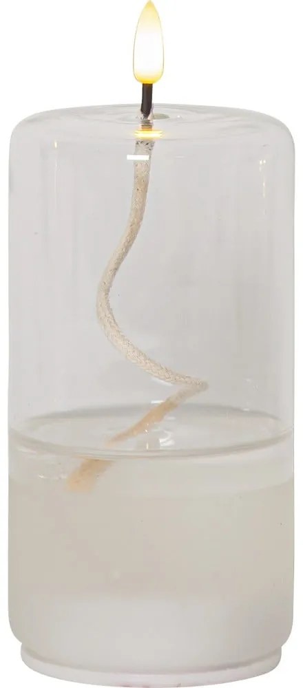 Biała świeca LED w szkle Star Trading Flamme Float, wys. 17,5 cm