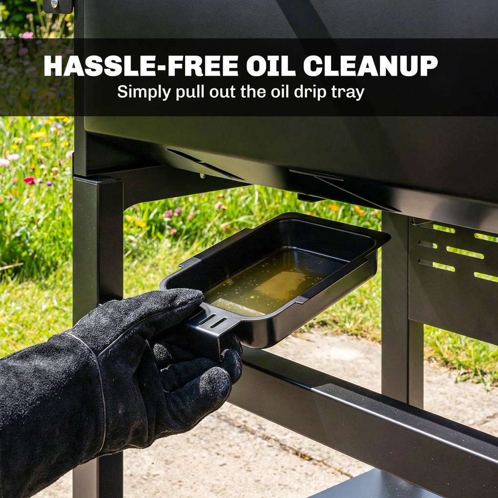 Outsunny Grill gazowy 9 kW 3 palniki BBQ wózek ze stali nierdzewnej ze składanymi półkami, uchwytem na przyprawy, dolną półką i 6 haczykami | Aosom PL