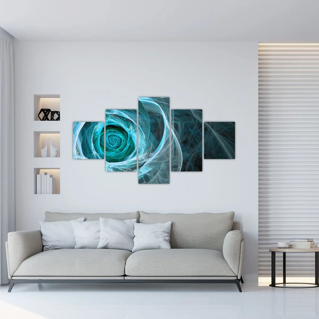 Obraz - Abstrakcyjny różowy niebieski z czarnym tłem (125x70 cm)