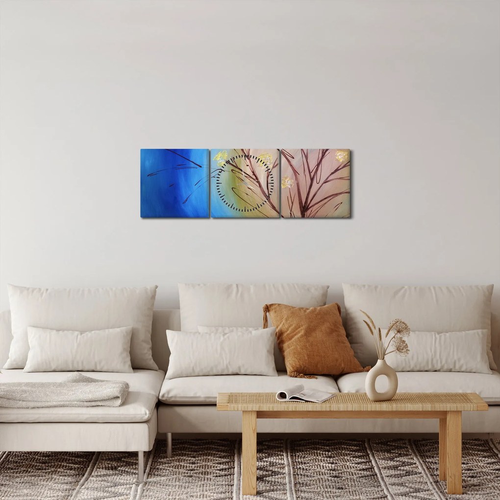 Obraz - Drzewo zakrywające słońce (z zegarem) (90x30 cm)