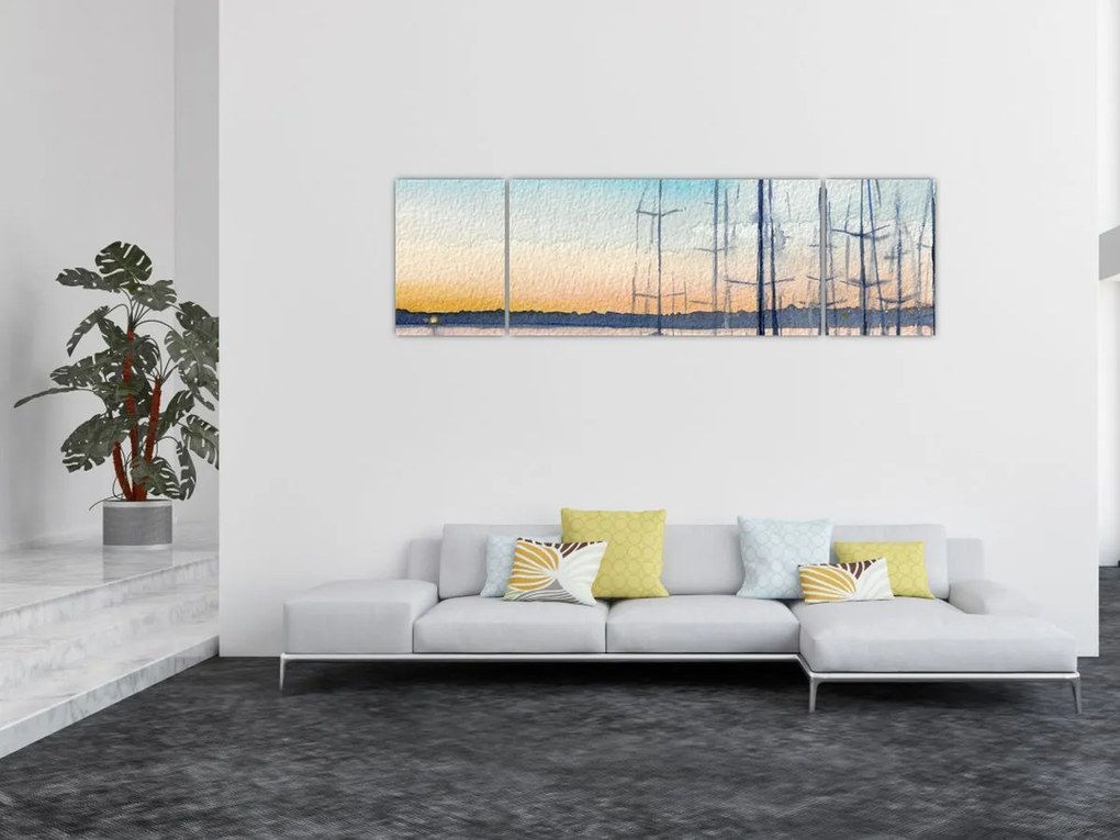 Obraz - Żeglarstwo, akwary (170x50 cm)