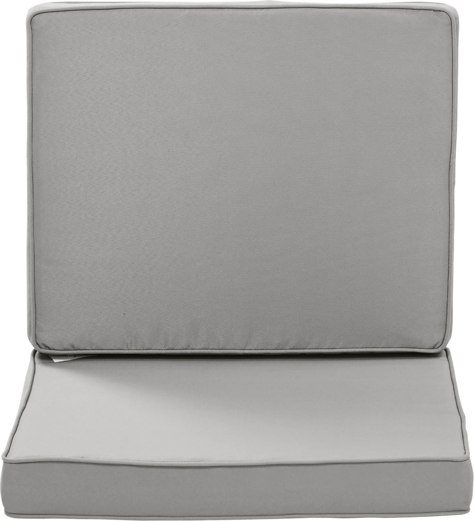 Outsunny Zestaw 2 Poduszek, 56 x 52 cm, Poduszki na Krzesła z Zamkiem, Pokrowiec z Tkaniny, 7 cm Wypełnienie, Pralne, Jasnoszary