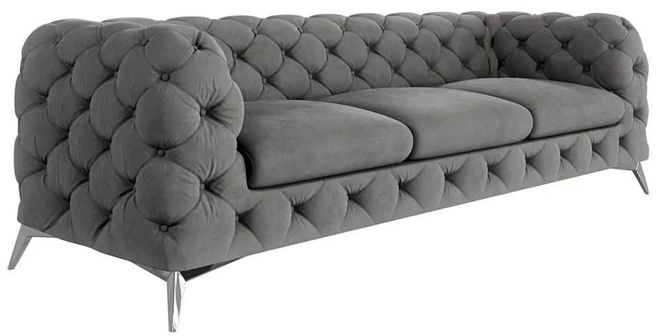 Szara aksamitna sofa 243 cm Chelsea – Ropez