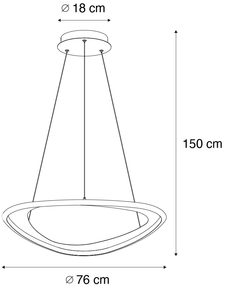 Designerska lampa wisząca złota z 3-stopniową regulacją ściemniania - OrganicoDesignerski Oswietlenie wewnetrzne