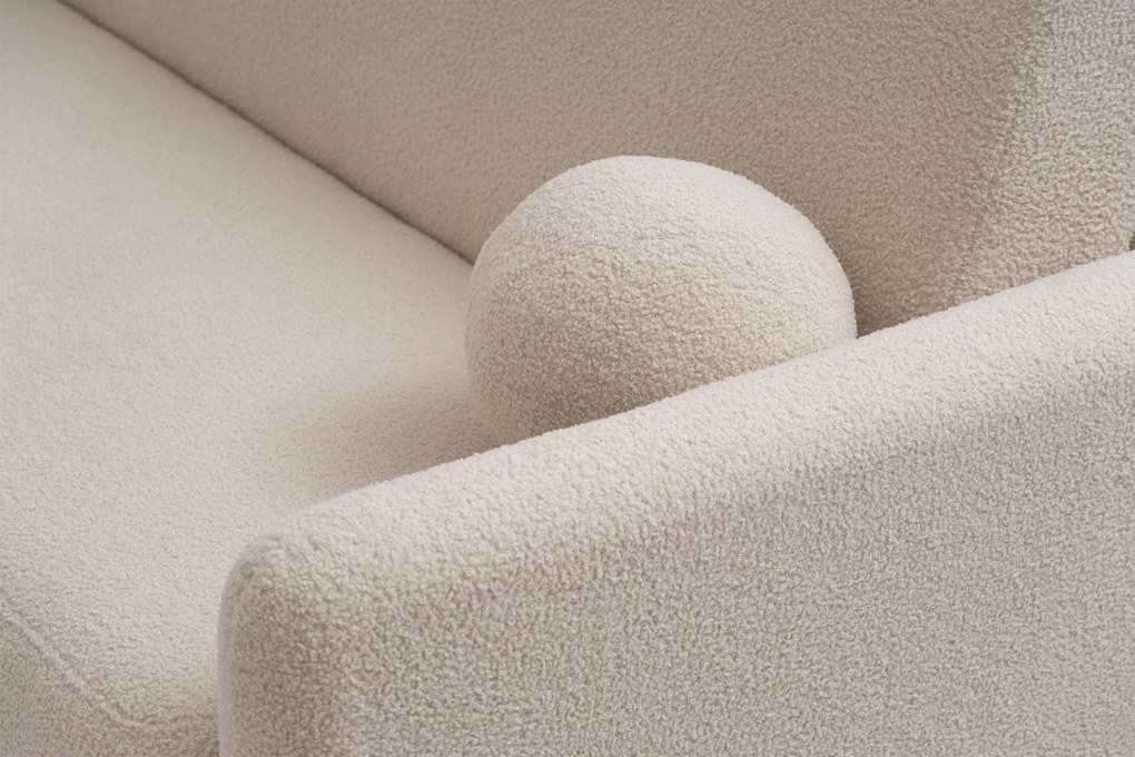 Sofa rozkładana Nido trzyosobowa 140 cm z pojemnikiem - jasny beżowy boucle Quelle 03