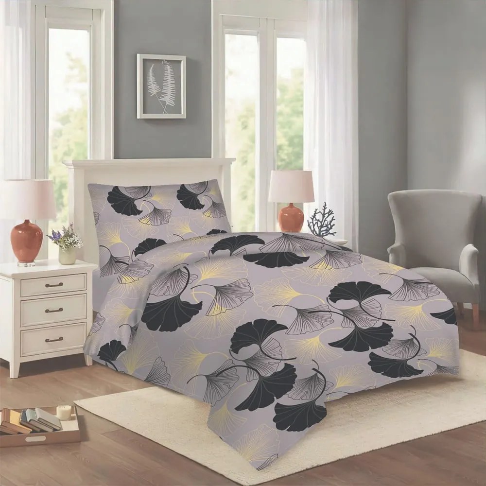 Szara bawełniana pościel jednoosobowa 140x200 cm Jess – Cotton House