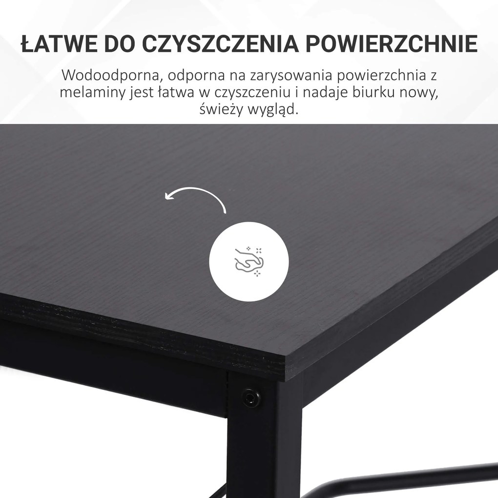 HOMCOM Biurko komputerowe, biurko narożne w kształcie litery L, biurko narożne, MDF, kolor naturalny/czarny