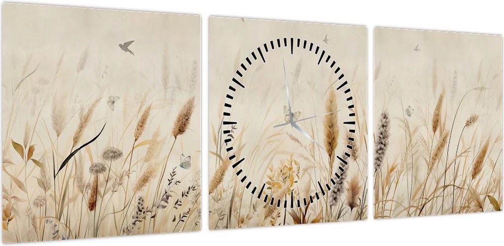 Obraz - Dzika łąka (z zegarem) (90x30 cm)