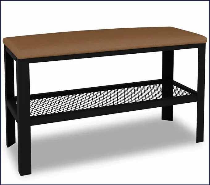 Siedzisko z metalowym stelażem w stylu loft czarny + ciemny beż - Sagal 4X
