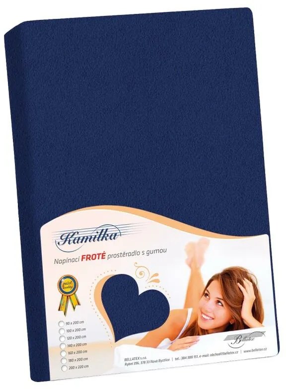 Bellatex prześcieradło frotte granatowe, 90 x 200 cm