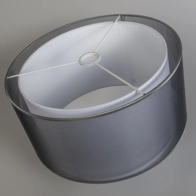Abażur do lampy wiszącej z tkaniny czarny/biały 47/25 - Duo Nowoczesny